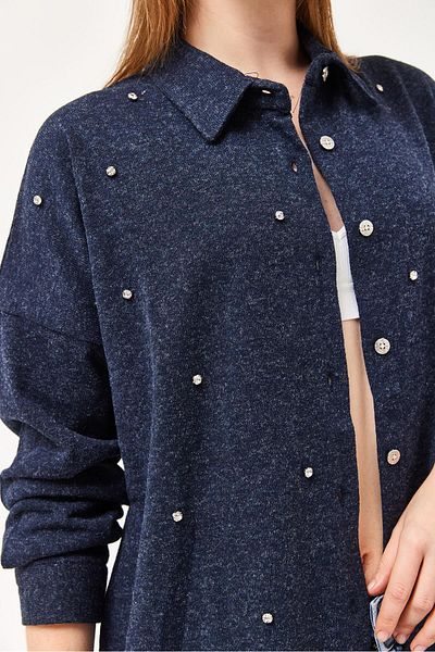 CALİENTE Cămașă Design Stone Detail Bleumarin