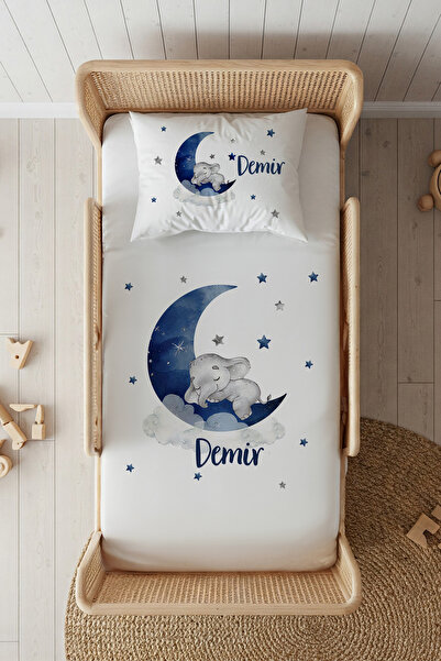 Lilabio %100 Pamuk Saten İsme Özel İsimli 100x200 Tek Kişilik Lastikli Çarşaf...