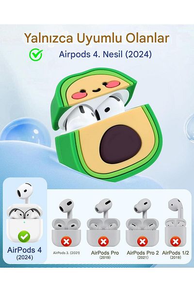 kılıfbenim AirPods 4Th Generation Compatible Case Avocado Cute Figure Silicone Case