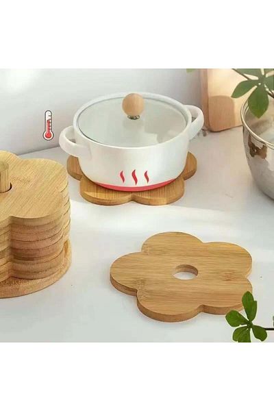 Viyens 6-Piece Daisy Model Wooden Trivet 15cm