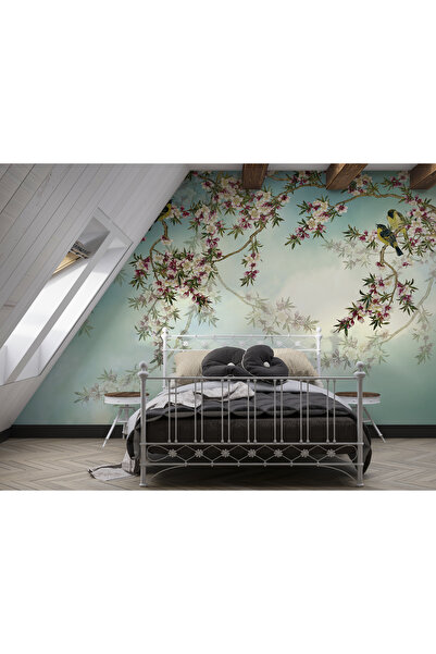 MORDENTE HOME KUŞLAR VE ÇİÇEKLERİN OLDUĞU DUVAR KAĞIDI (İSTENİLEN ÖLÇÜDE ÜRET...