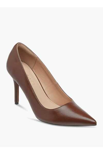 Paprika Textured Slip-On Pumps with Stiletto Heel