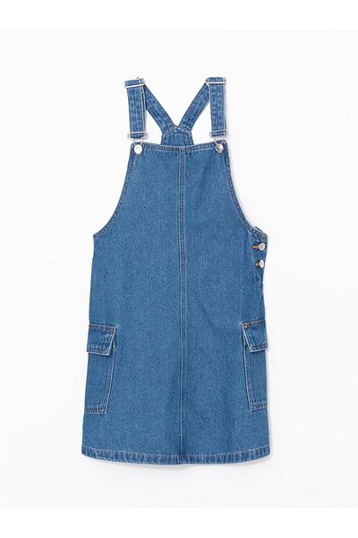 LC Waikiki Rochie LCW Kids Indigo cu guler pătrat pentru fete