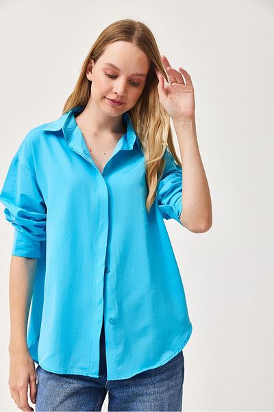 CALİENTE Cămașă Basic Oversize Albastru