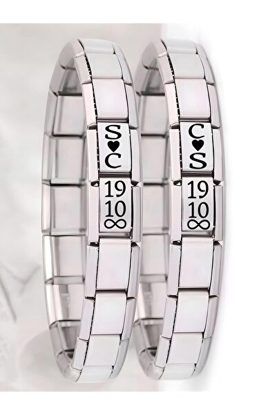 Vamoria Harfli Tarihli İtalyan Charm Çelik Çift Bilekliği