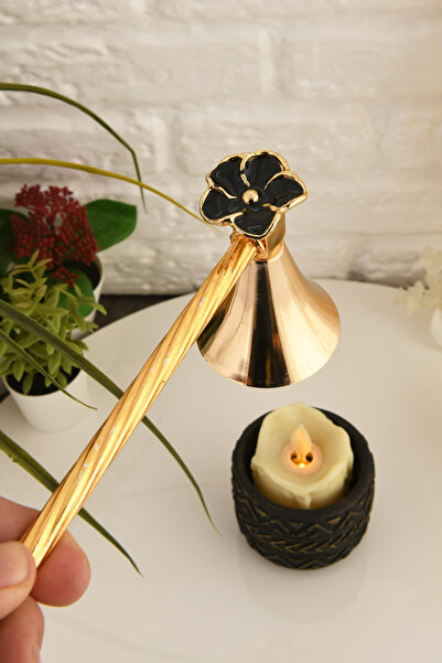 TR Turan Collection ÇİÇEK  Figürlü Mum Söndürme Aleti Metal Mum Söndürücü Alt...