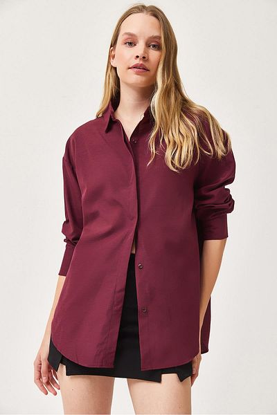 CALİENTE Cămașă Basic Oversize Roșu Claret