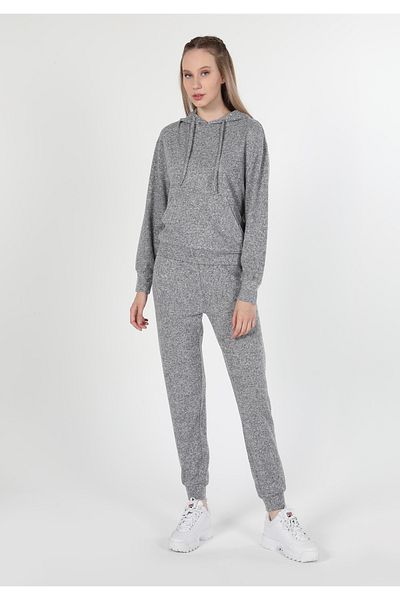Colin's Regular Fit Hooded Plain Women's Gray Long Sleeve T-Shirt Cl 1061386