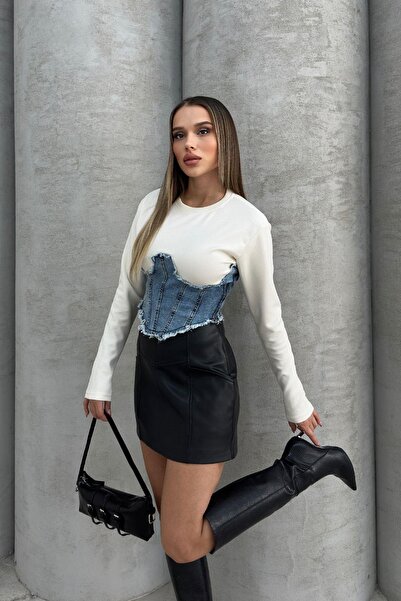 RB CLUB Γυναικεία μπλούζα Jean Garnished Crew Neck