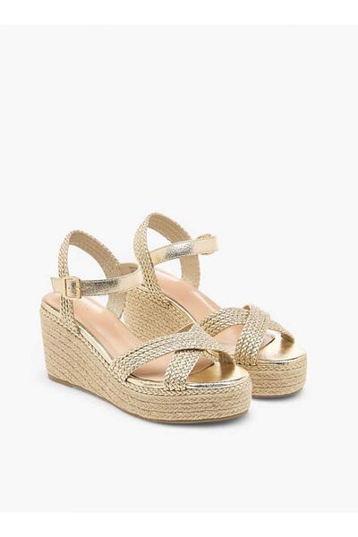 Celeste Women's Cross Strap Sandals with Buckle Closure and Wedge Heels