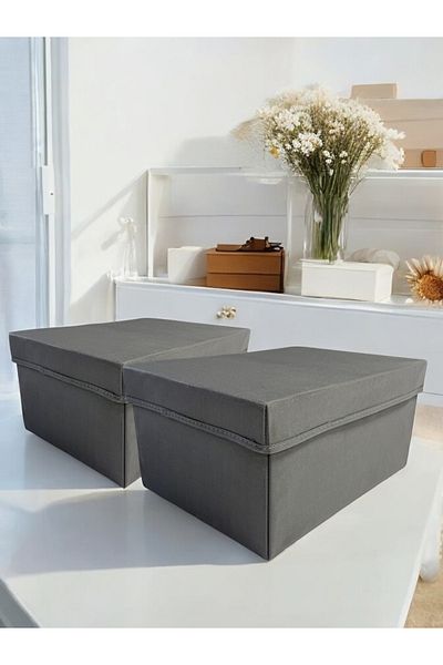 Balkan Room 2 Pieces Flip Lid Cabinet Organizer Box Multi-Purpose Storage Box Xlarge 40X30X20 cm