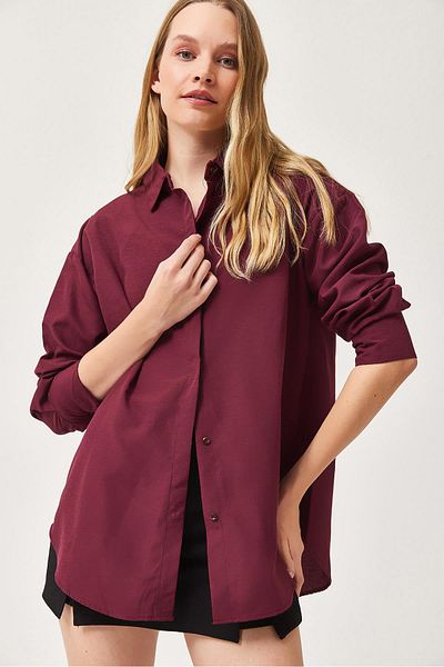CALİENTE Cămașă Basic Oversize Roșu Claret