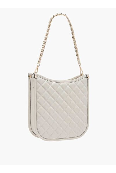 Celeste Quilted Shoulder Bag with Zip Closure and Chain Braided Strap - W 7 x H 24.5 x D 22 cm