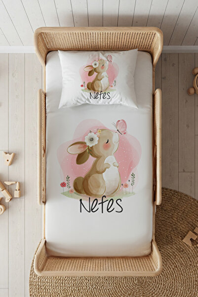 Lilabio %100 Pamuk Saten İsme Özel İsimli 100x200 Tek Kişilik Lastikli Çarşaf...