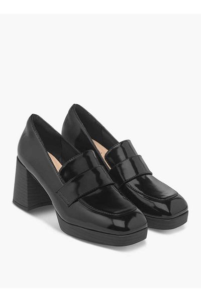 Paprika Solid Slip-On Loafers with Block Heels
