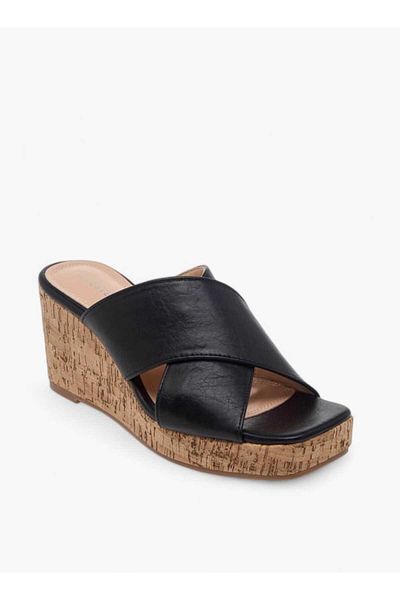 Celeste Women's Solid Slip-On Sandals with Wedge Heels