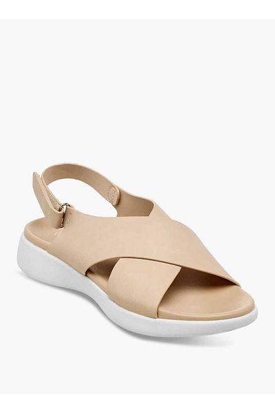 Le Confort Solid Cross Strap Sandals with Hook and Loop Closure