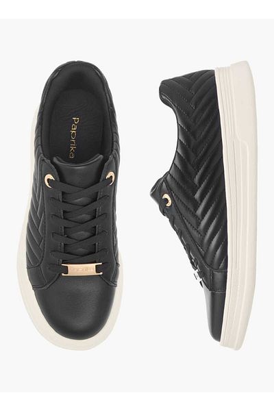 Paprika Quilted Metallic Sneakers with Lace-Up Closure
