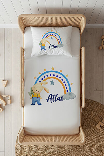 Lilabio %100 Pamuk Saten İsme Özel İsimli 100x200 Tek Kişilik Lastikli Çarşaf...