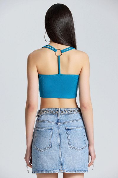 World Fashion Trends 2552 Bluză albastră cu inel pe spate