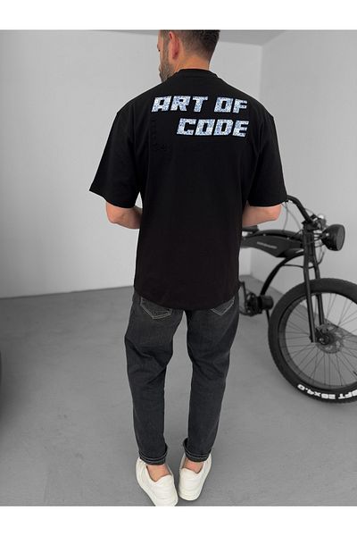 BYBASICMAN Black Code Embossed T-Shirt Yp-5046