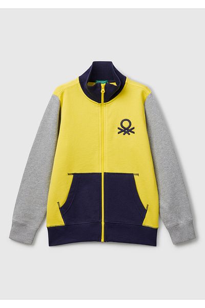 United Colors of Benetton Boy's Yellow Mix Logo Sweatshirt