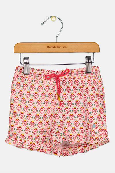 Dp Am Toddlers Girl Floral Print Shorts, Red
