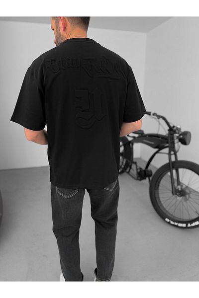 BYBASICMAN Black Stay Rebel Embroidered T-Shirt Yp-5021