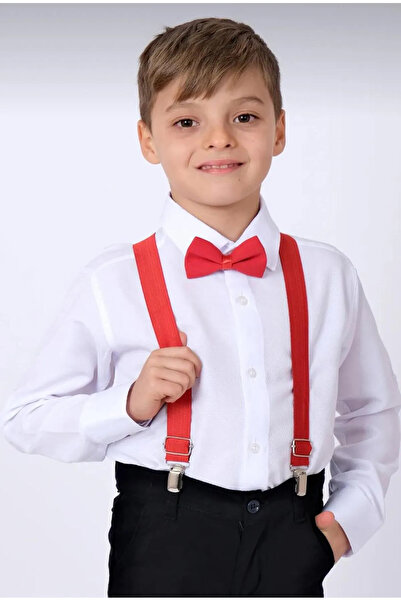 Nacar ERKEK ÇOCUK UZUN KOLLU GÖMLEK VE PAPYON ASKI TAKIMI 23 NİSAN