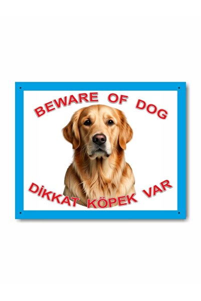 Golden Retriever Dikkat Köpek Var Kompozit Levha Beware of Dog