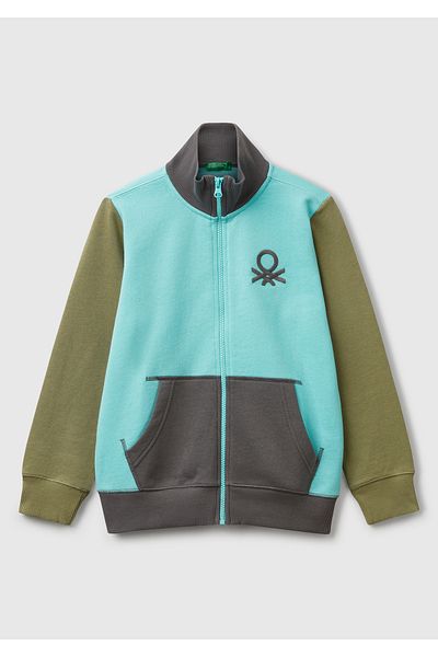 United Colors of Benetton Момчешки суитшърт с тюркоазено лого