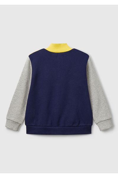 United Colors of Benetton Boy's Yellow Mix Benetton Logo Embroidered Zippered Sweatshirt