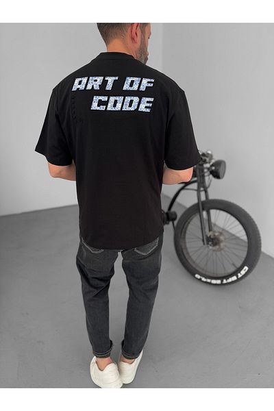BYBASICMAN Black Code Embossed T-Shirt Yp-5046