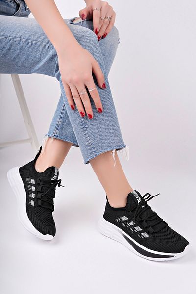 McDark Black White Unisex Knitwear Sneaker Shoes