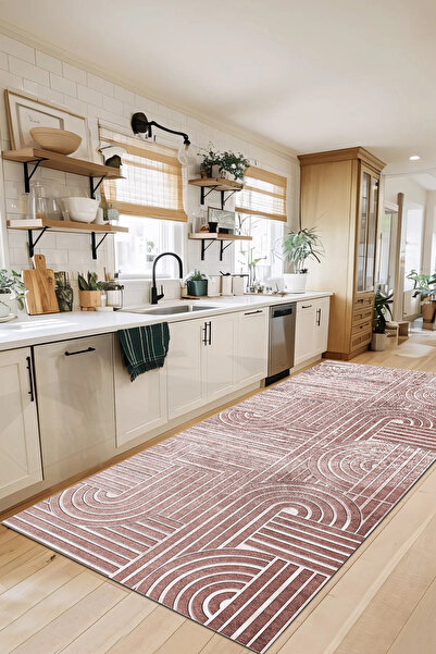 MUA HOME DECOR Geometrik Dijital Baskı Yıkanabilir Kaymaz Taban Salon Halısı ...