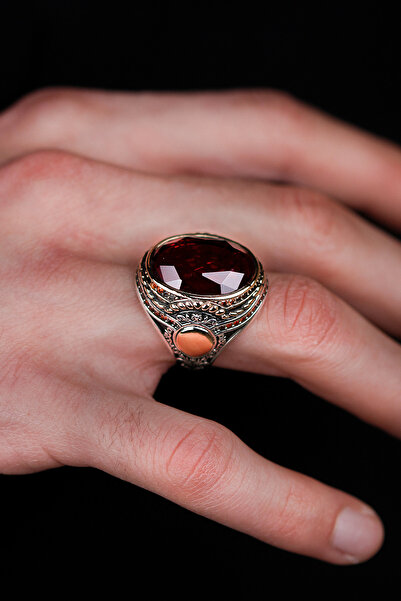 Neat Kişiye Özel Harf İşlemeli Ağır İşçilikli 925 Ayar Erkek Gümüş Yüzük - Za...