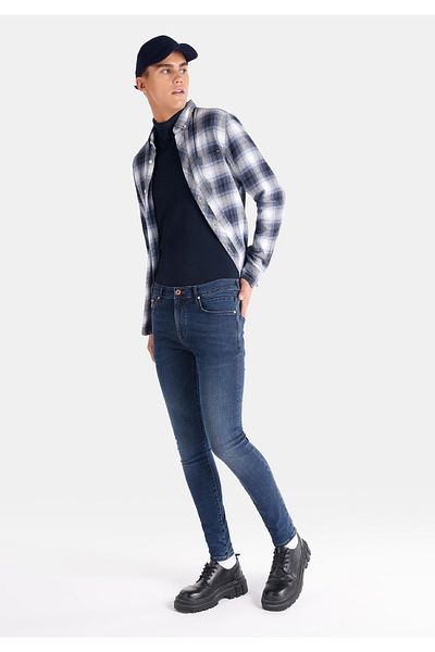 Colin's 040 Alex Skinny Fit Low Waist Narrow Leg Men's Dark Blue Jean Pants