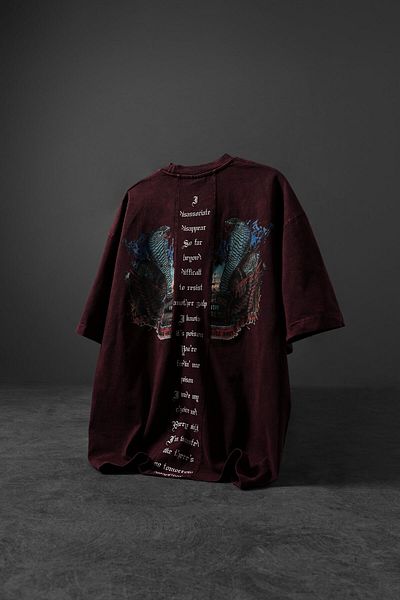 Slatra Ανδρικό μπλουζάκι από ύφασμα μπορντό Viper Special Washed Oversize