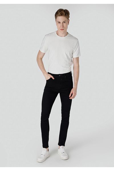 Colin's 035 Ryan Skinny Fit High Waist Slim Leg Men's Black Jean Trousers