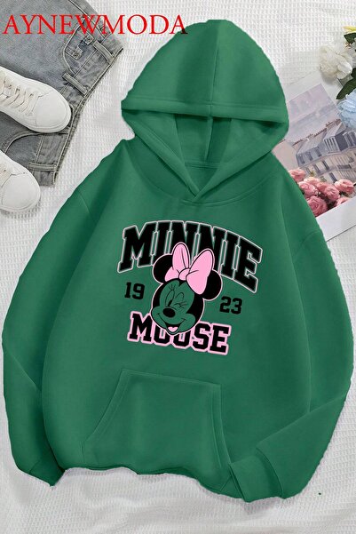 LORVANIY سترة للجنسين - مطبوعة رقميًا بتصميم ميني ماوس، مقاس كبير، بغطاء للرأ...