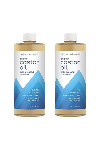 HuliBu Home&Health زيت الخروع - 32 أونصة سائلة، عبوة من قطعتين - عضوي، معصور ...