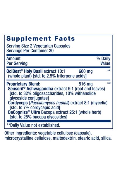 Life Extension Adrenal Energy Formula with Holy Basil, Cordyceps, Bacopa, Ashwagandha, 60 Veg Capsules