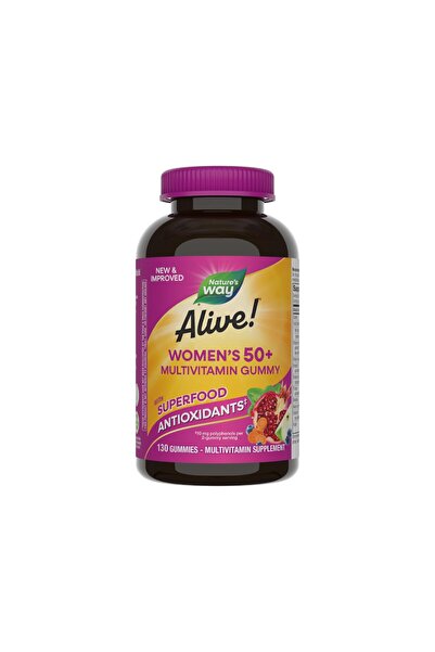 Nature's Way Alive! Women's 50+ Daily Gummy Multivitamins, Heart, Brain & Bone Support, Mixed Berry, 130 Gummies