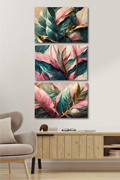 Victor Vallery 3'lü Set Golpink Kanvas Tablo