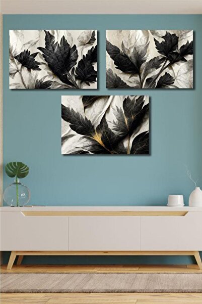 Victor Vallery 3'lü Set Raven Kanvas Tablo