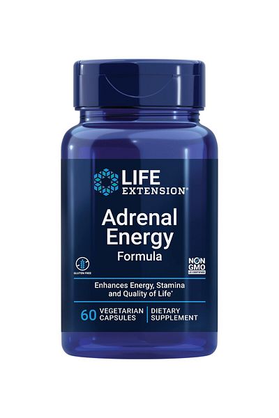 Life Extension Adrenal Energy Formula with Holy Basil, Cordyceps, Bacopa, Ashwagandha, 60 Veg Capsules