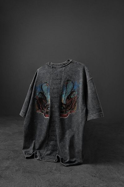 Slatra Ανδρικό μπλουζάκι από ύφασμα Oversize Grey Viper Special Washed