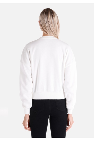 Colin's Hanorac alb pentru femei, cu gât rotund, cu flori