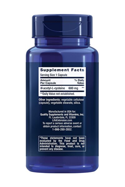 Life Extension N-Acetyl-L-Cysteine (NAC) 600mg, Antioxidant for Immune, Respiratory & Liver, 60 Capsules