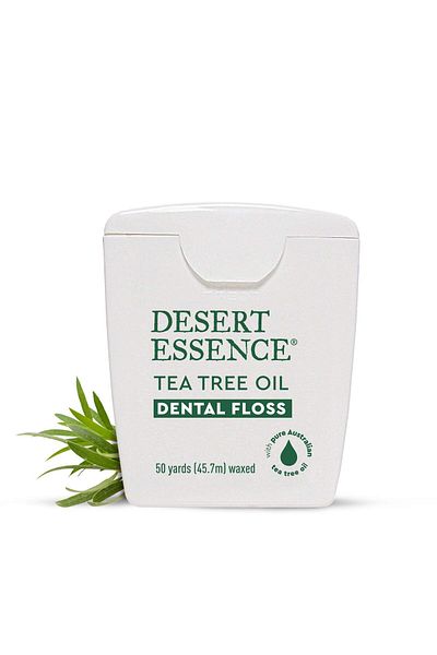 Desert Essence Tea Tree Oil Dental Floss - 50 Yards - Naturally Waxed, Thick, No Shred, Cruelty-Free